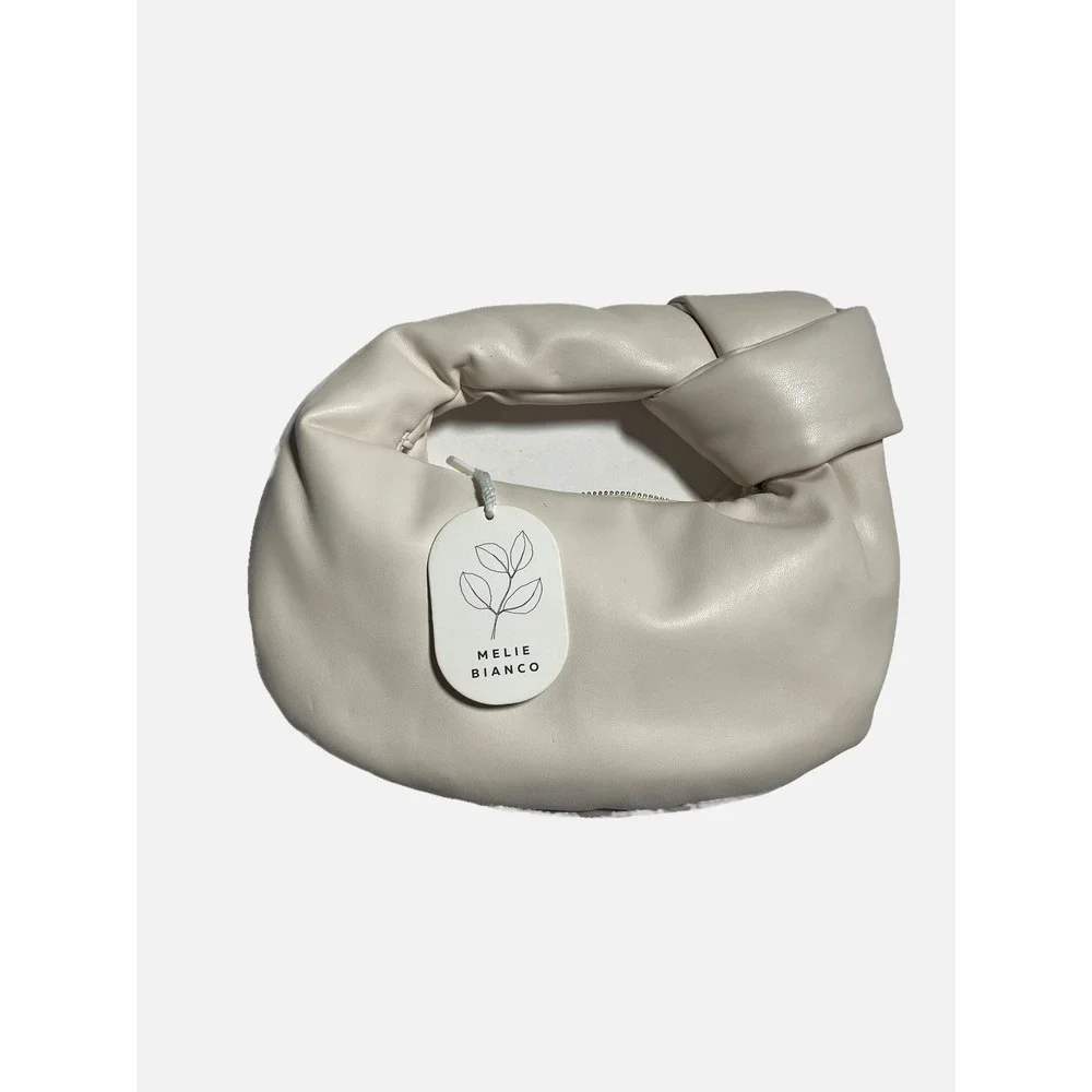 Melie Bianco Brigitte Mini Satchel Women OS Cream Knotted Vegan Leather Hobo Bag